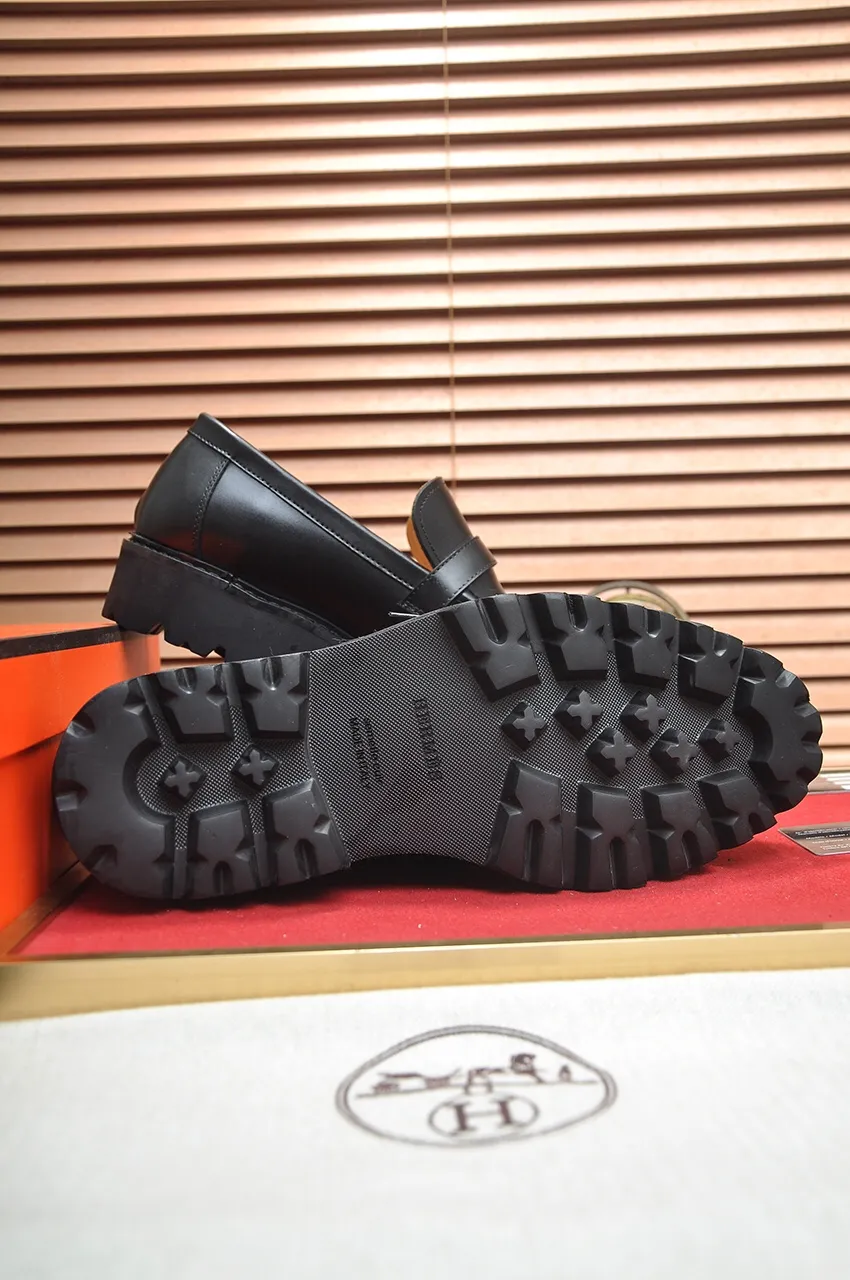 Men's Men's Shoes💰560💶[[HERMES]] (High-end Niuli) New 🍀 HERMES - top version of Ferragamo's classic casual leather shoes! Made of imported original cowhide, the inner top layer is comfortable cowhide lining! Original wear-resistant rubber outsole! High quality products! Code number 38-45 (45 customized)